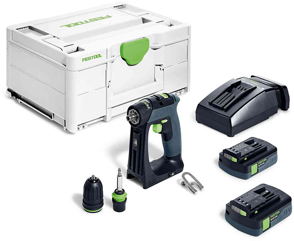 Festool CXS 18 Cordless Drill CXS 18 Kit with Batteries and Attachments