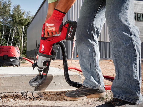 Milwaukee M18 Cordless Rotary Hammer 2613 Chipping Concrete Pad