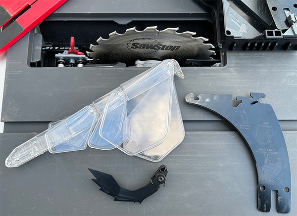 SawStop Compact Table Review Blade Guard Disassembled