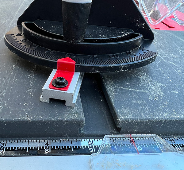 SawStop Compact Table Review Miter Gauge and Slot Closeup